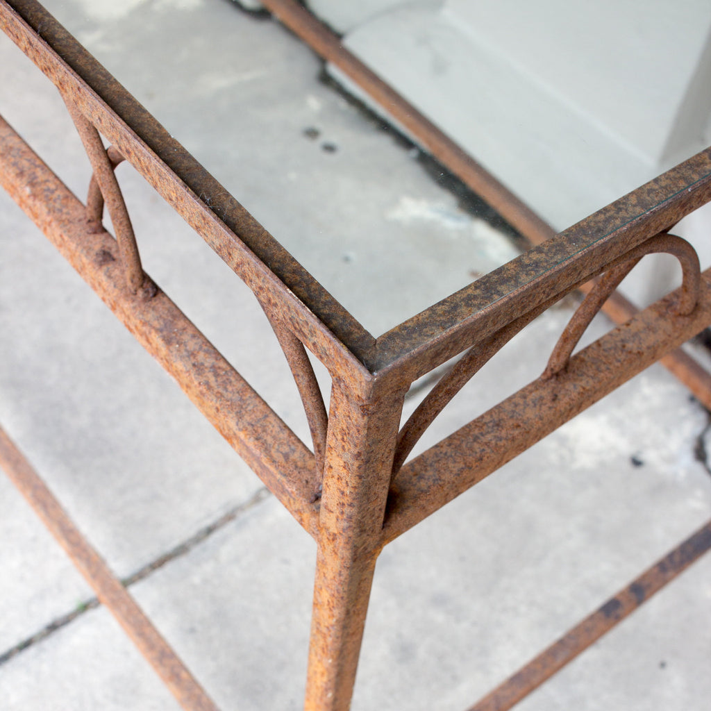 Pair of Antique French Iron & Glass Bar Tables from a Parisian Flower Shop