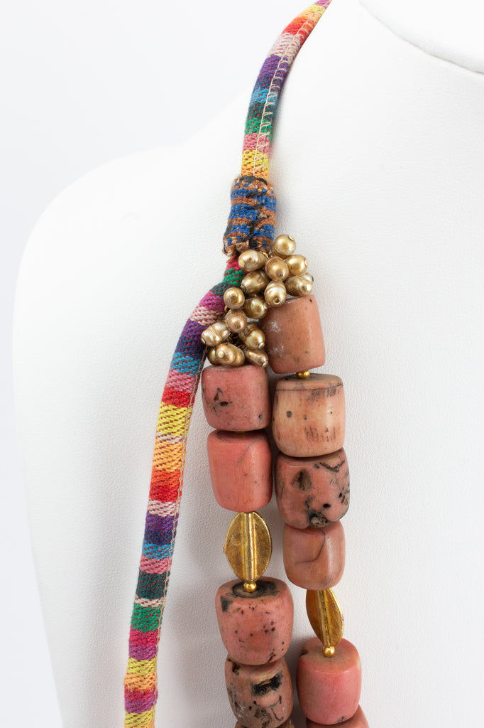 Handmade Coral Beaded Statement Necklace from Istanbul