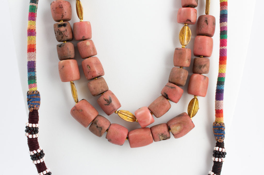 Handmade Coral Beaded Statement Necklace from Istanbul
