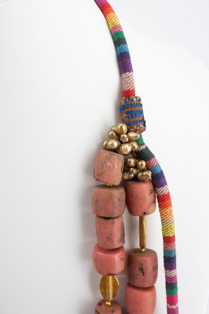 Handmade Coral Beaded Statement Necklace from Istanbul