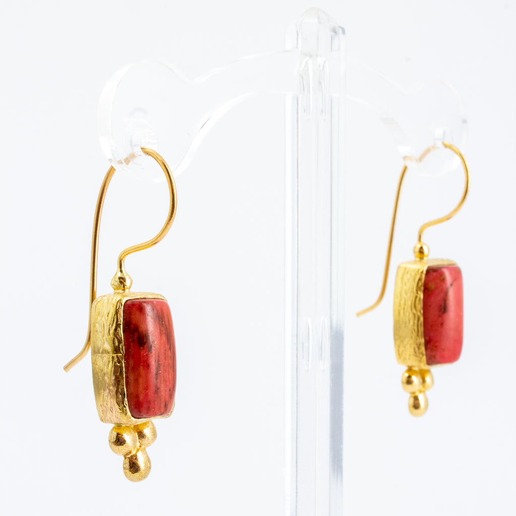 Handmade Coral Drop Earrings from Istanbul