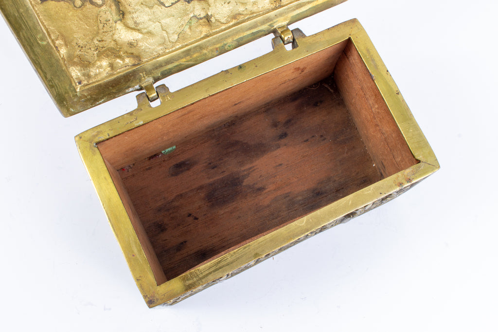 Antique Brass Reliquary Box with Stations of the Cross Decoration found in France