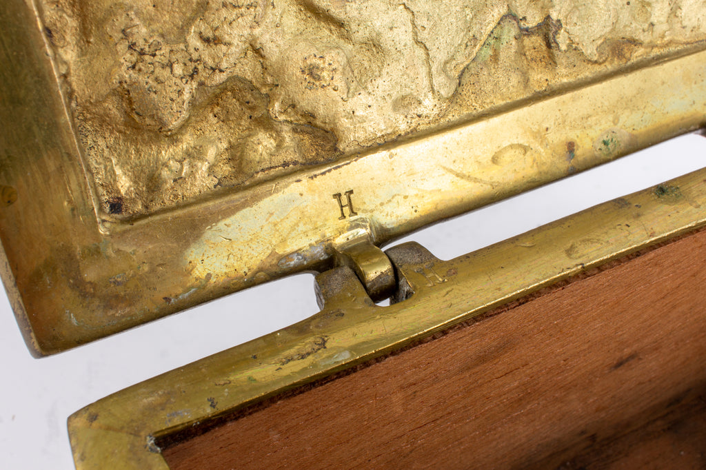 Antique Brass Reliquary Box with Stations of the Cross Decoration found in France