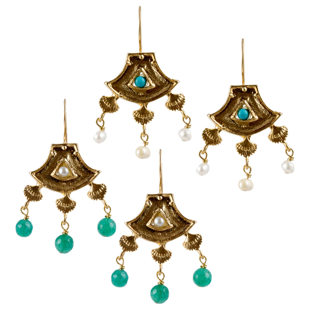 Turkish Delights Earrings: Fan Chandelier Drops (Two Colors)