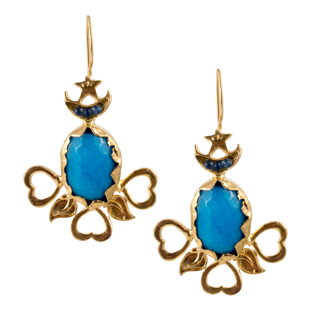 Turkish Delights Earrings: Colorful Oval Drops with Heart Accents