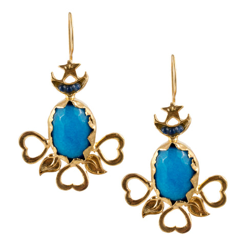 Turkish Delights Earrings: Colorful Oval Drops with Heart Accents