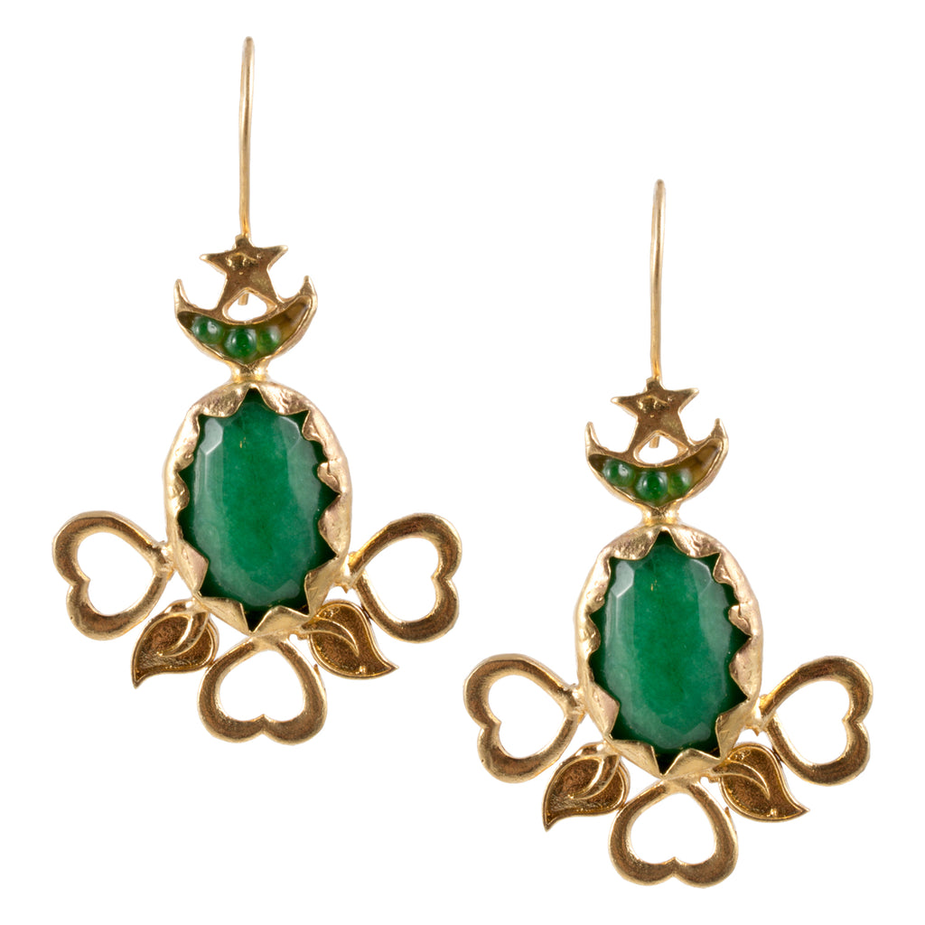 Turkish Delights Earrings: Colorful Oval Drops with Heart Accents