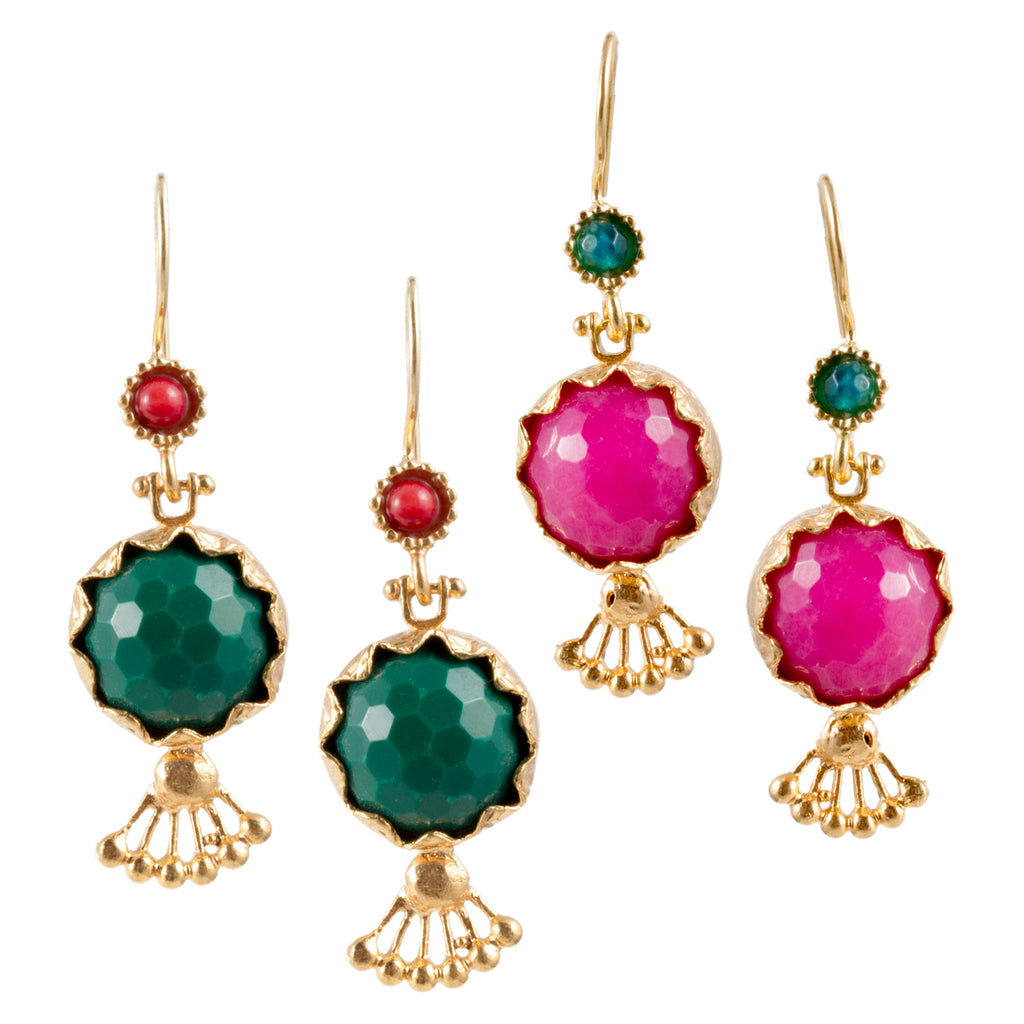 Turkish Delights Earrings: Faceted Pomegranate Drops (Two Colors)