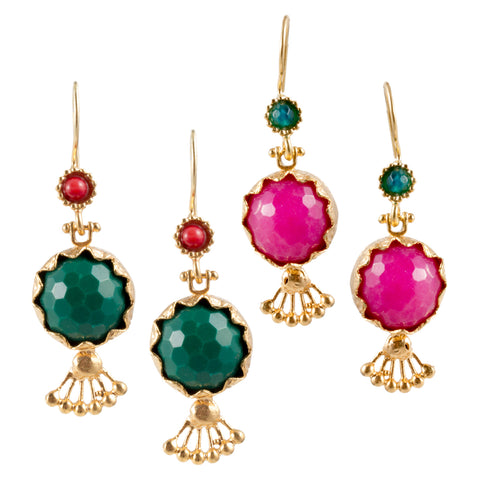 Turkish Delights Earrings: Faceted Pomegranate Drops (Two Colors)