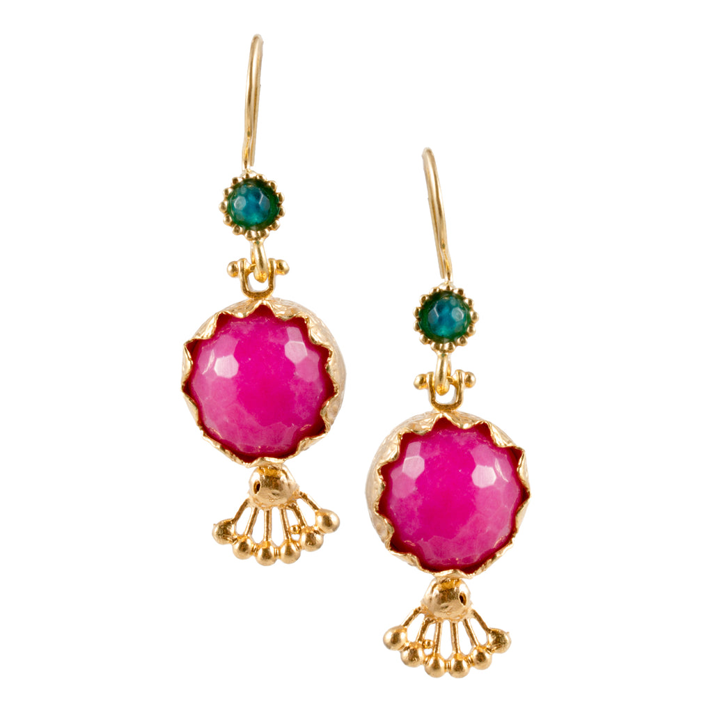 Turkish Delights Earrings: Faceted Pomegranate Drops (Two Colors)