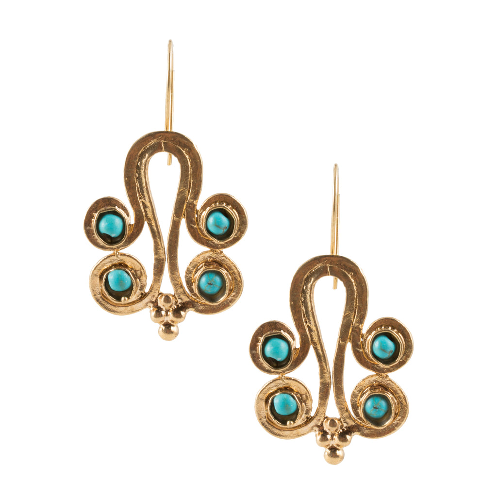 Turkish Delights Earrings: Pink Quartz or Turquoise Byzantine Drops