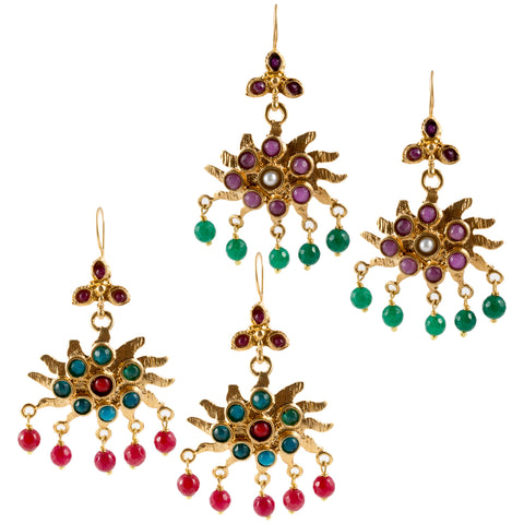 Turkish Delights Earrings: Sunburst Chandelier Drops