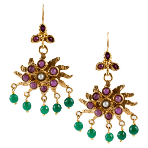 Turkish Delights Earrings: Sunburst Chandelier Drops