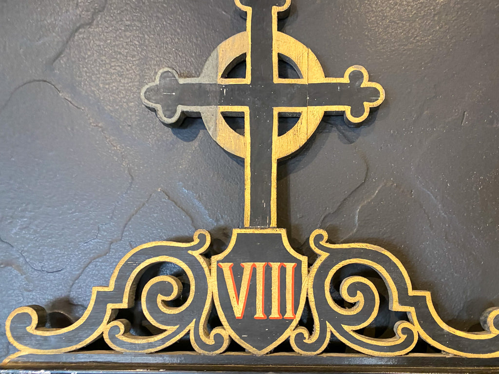 Antique French Ebonized & Gilt Wood Stations of the Cross Mirror Pairing