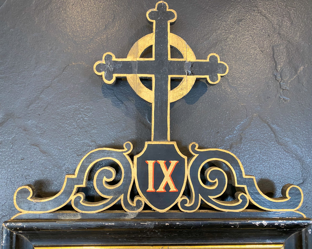 Antique French Ebonized & Gilt Wood Stations of the Cross Mirror Pairing