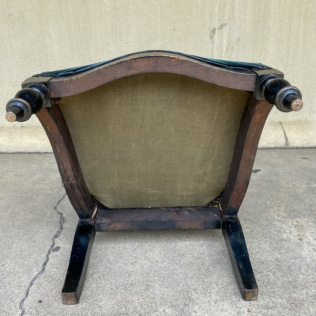 Antique French Napoleon III Ebonized Wood & Velvet Prie Dieu Prayer Chair