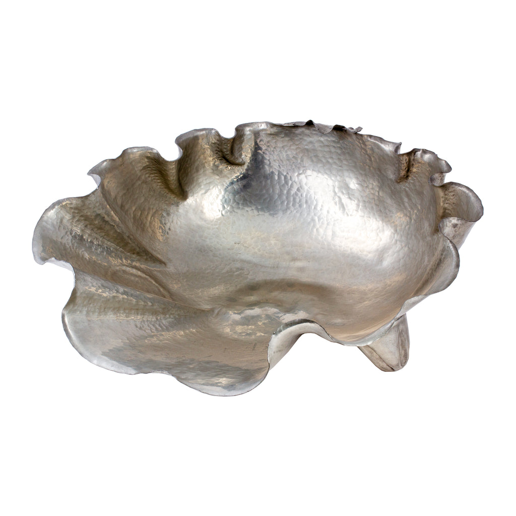 Handmade Vintage Italian Pewter Shell-Form Footed Bowl by Peltro