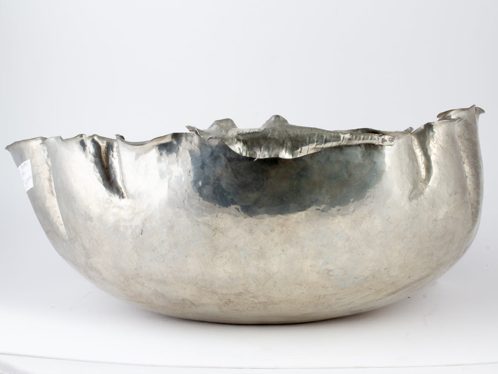 Handmade Vintage Italian Pewter Shell-Form Footed Bowl by Peltro