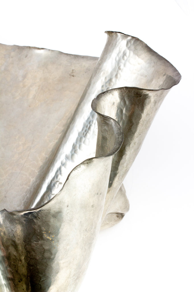 Handmade Vintage Italian Pewter Shell-Form Footed Bowl by Peltro