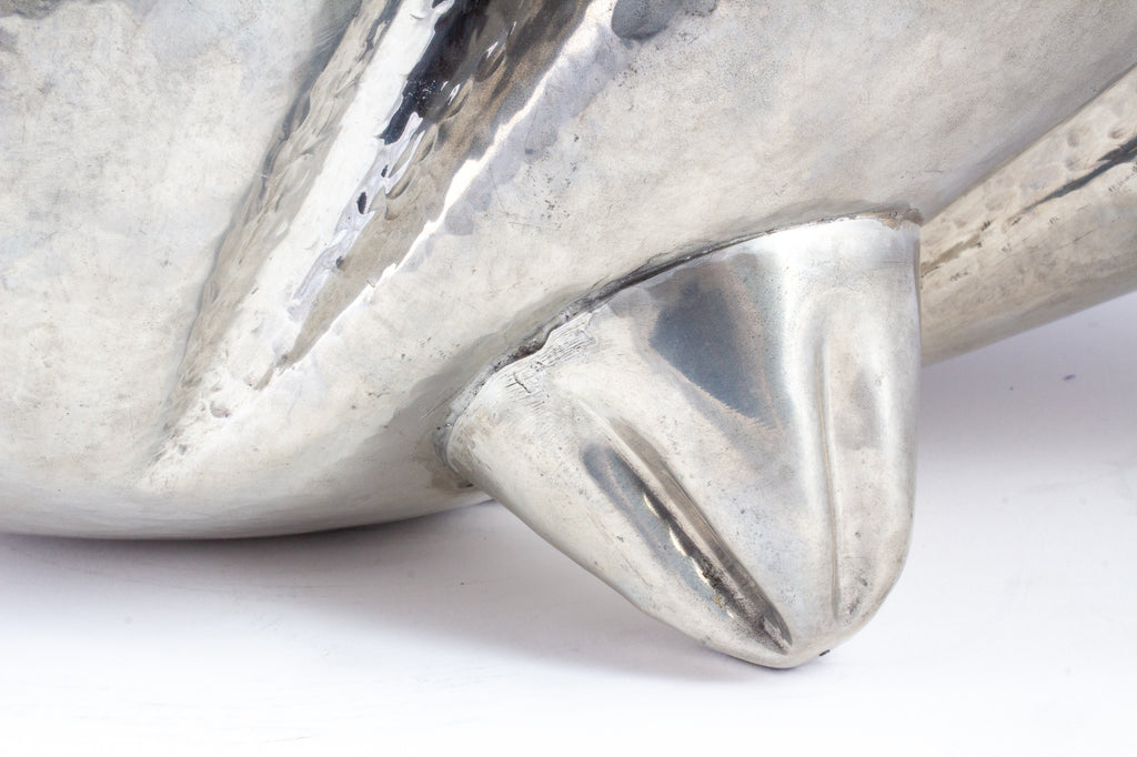 Handmade Vintage Italian Pewter Shell-Form Footed Bowl by Peltro