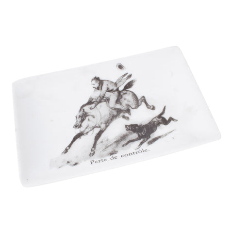 Vintage Ceramic dish of Horse Rider with French Text
