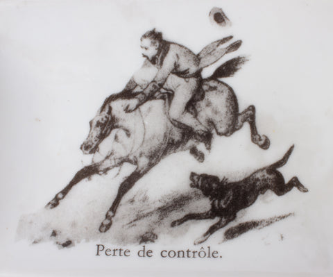 Vintage Ceramic dish of Horse Rider with French Text