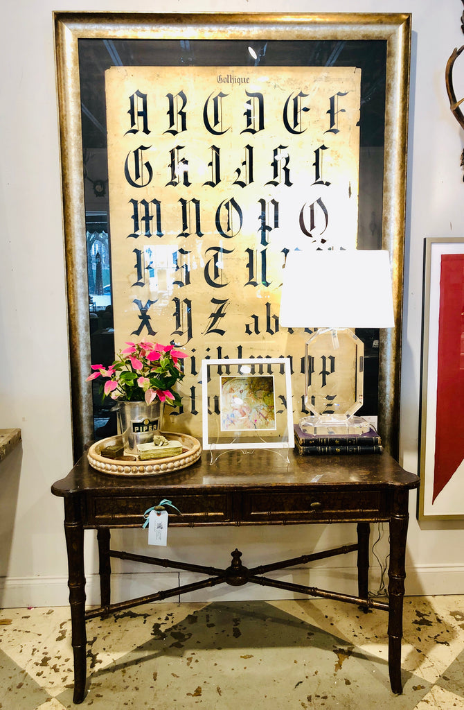 20th Century Boho Chic Bamboo Desk with Tortoise Finish