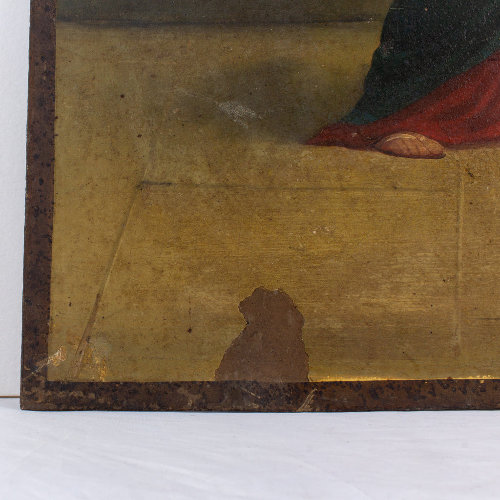 Pair of Antique Religious Paintings on Metal Found in France