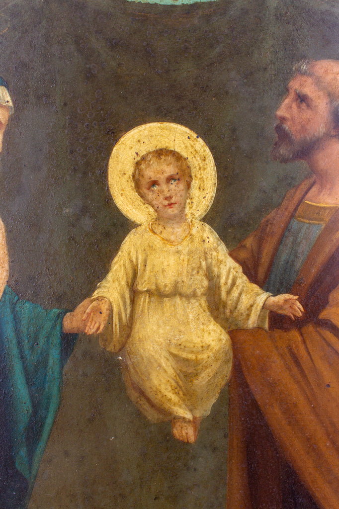 Pair of Antique Religious Paintings on Metal Found in France
