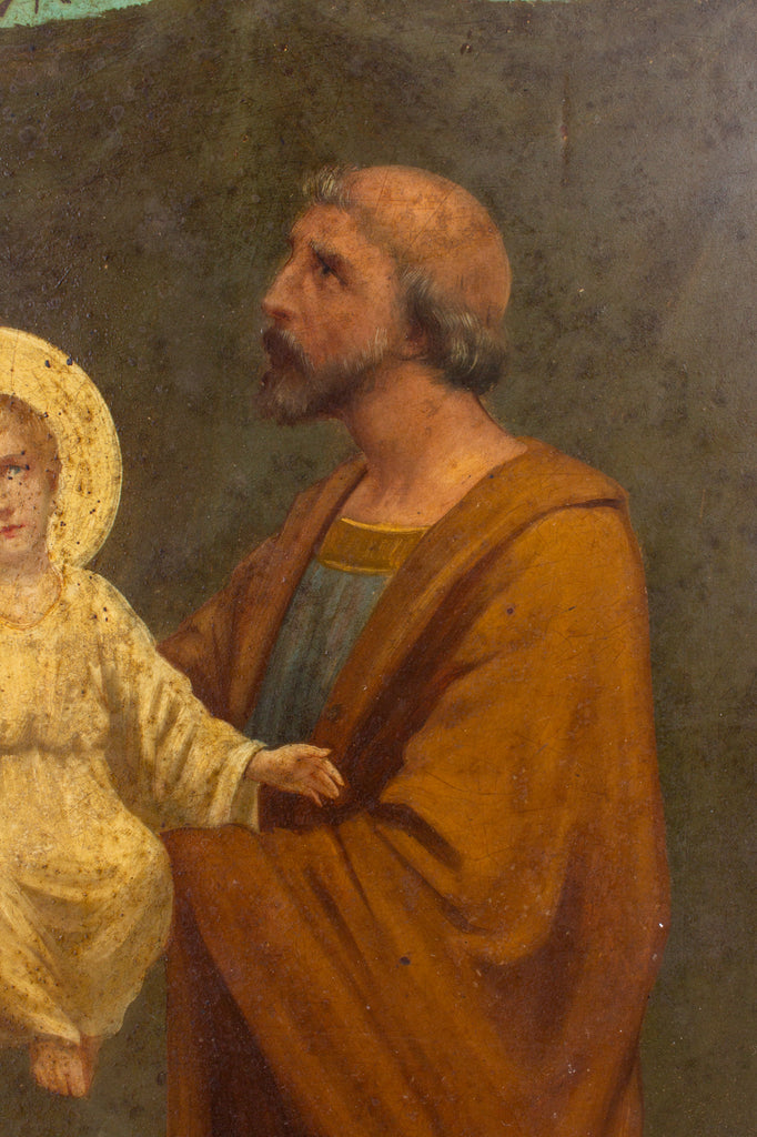 Pair of Antique Religious Paintings on Metal Found in France