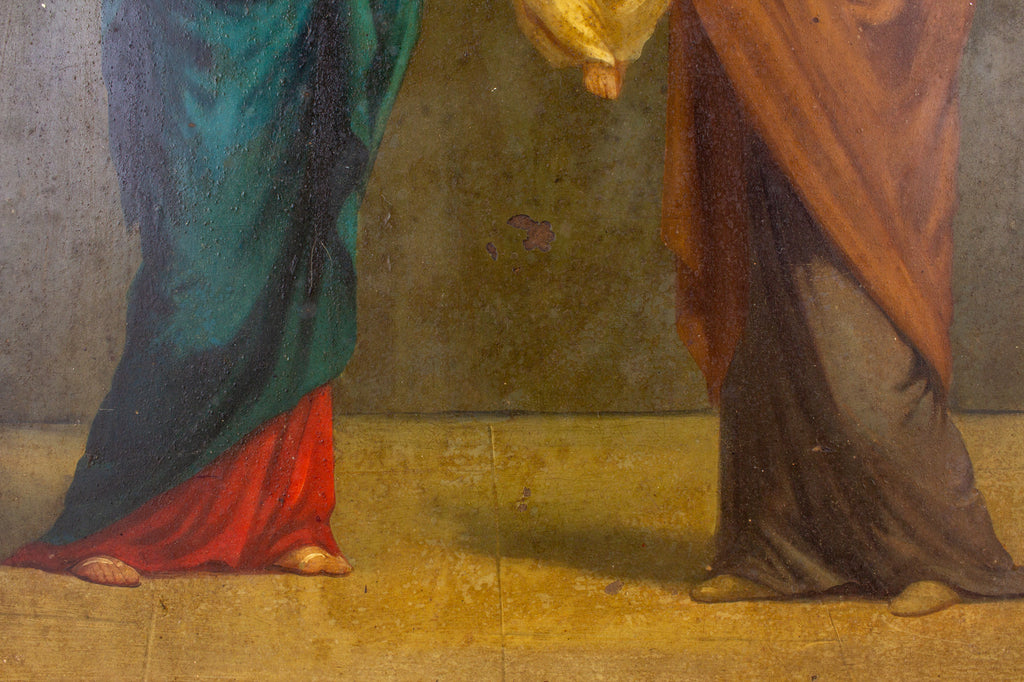 Pair of Antique Religious Paintings on Metal Found in France