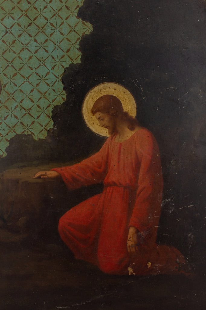 Pair of Antique Religious Paintings on Metal Found in France