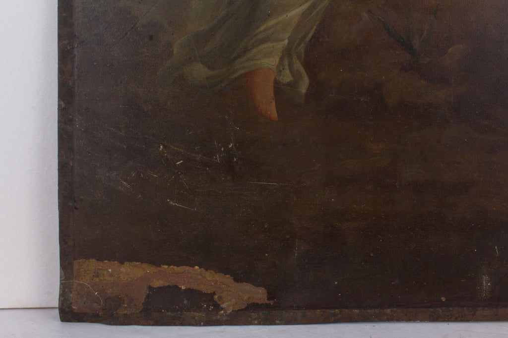 Pair of Antique Religious Paintings on Metal Found in France
