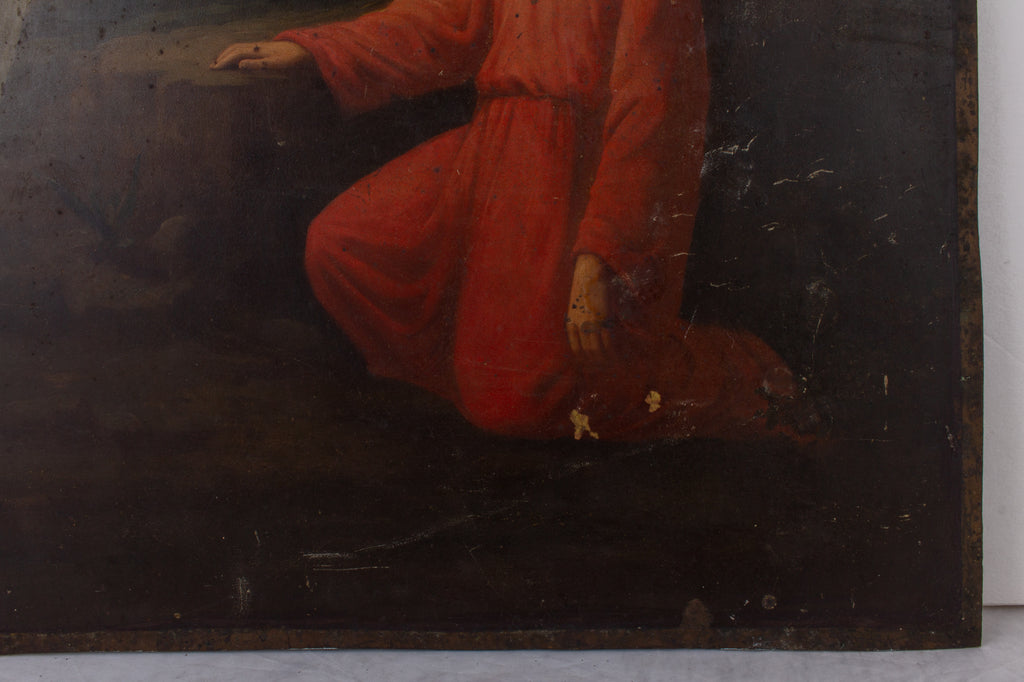 Pair of Antique Religious Paintings on Metal Found in France