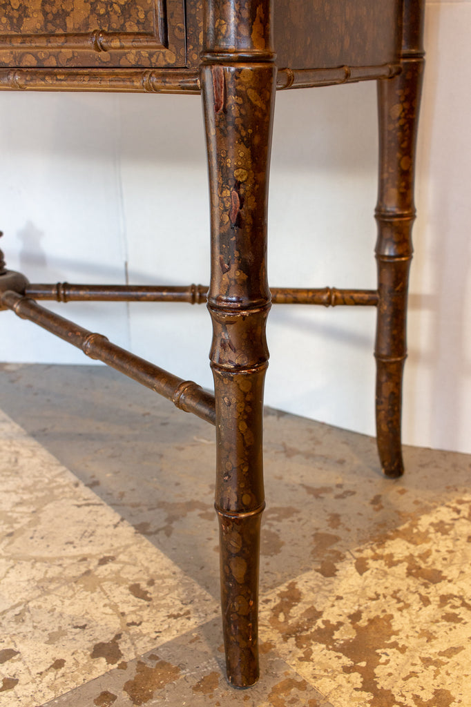 20th Century Boho Chic Bamboo Desk with Tortoise Finish