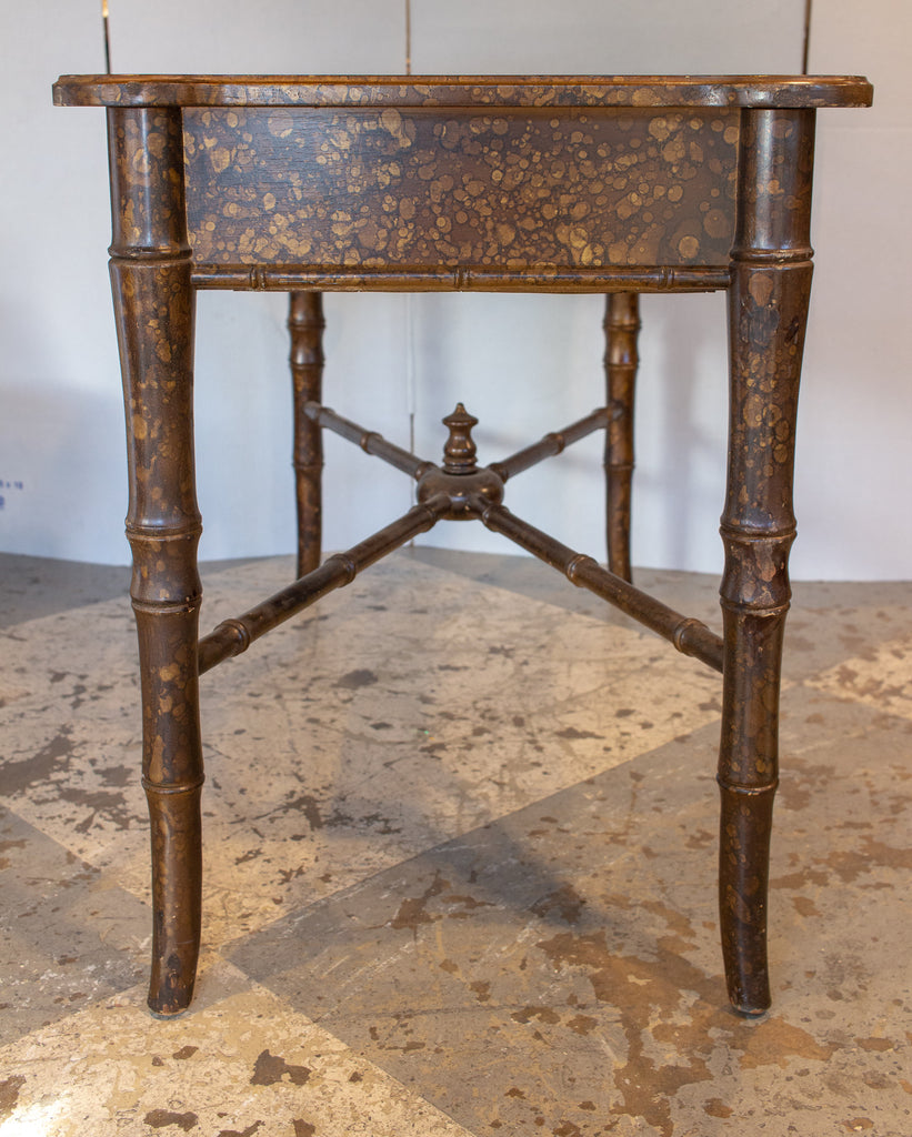 20th Century Boho Chic Bamboo Desk with Tortoise Finish