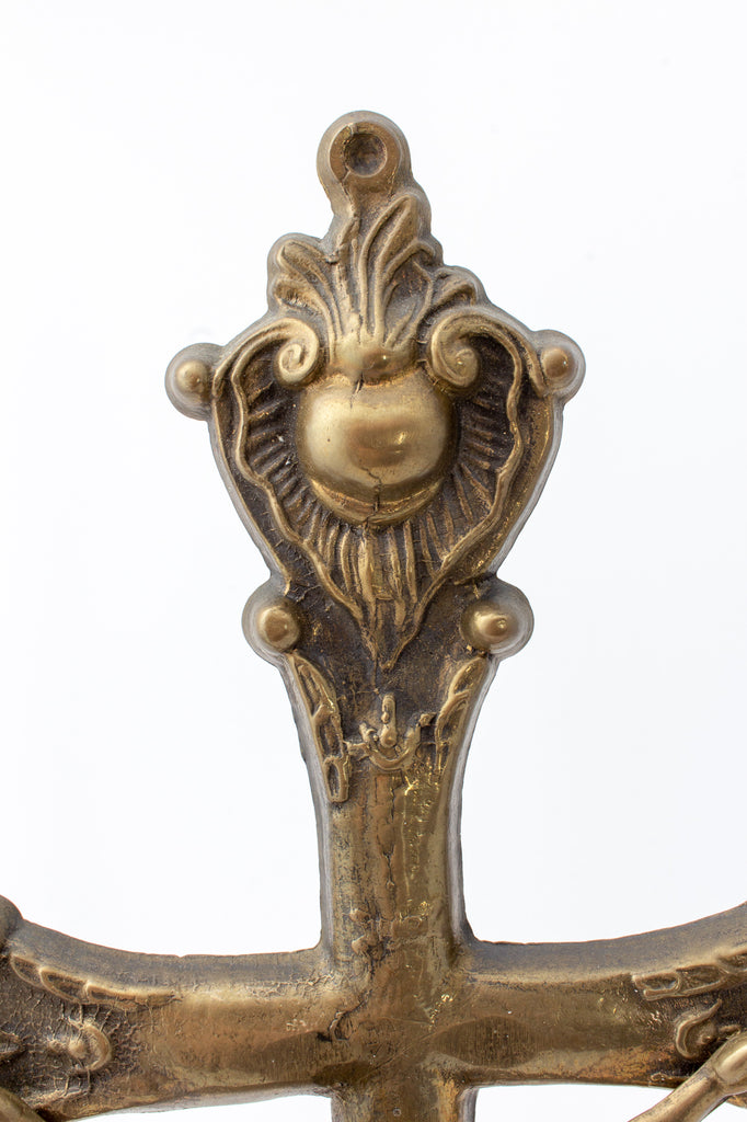 Vintage French Brass Standing Crucifix