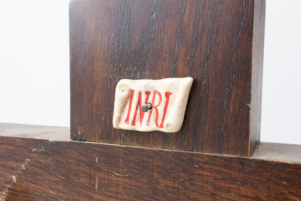 Mid-Century Wood & Plaster Altar Crucifix found in Belgium