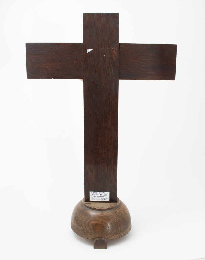 Mid-Century Wood & Plaster Altar Crucifix found in Belgium