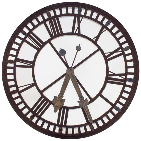 19th Century French Iron and Glass Clock Face from a French Church Tower