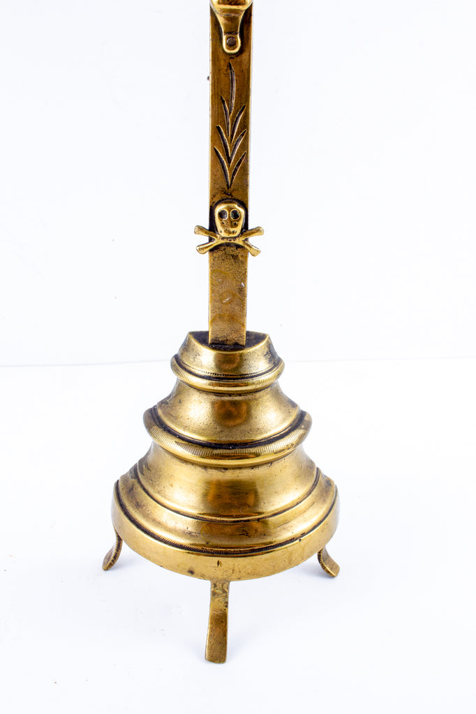 Antique French Brass Standing Crucifix