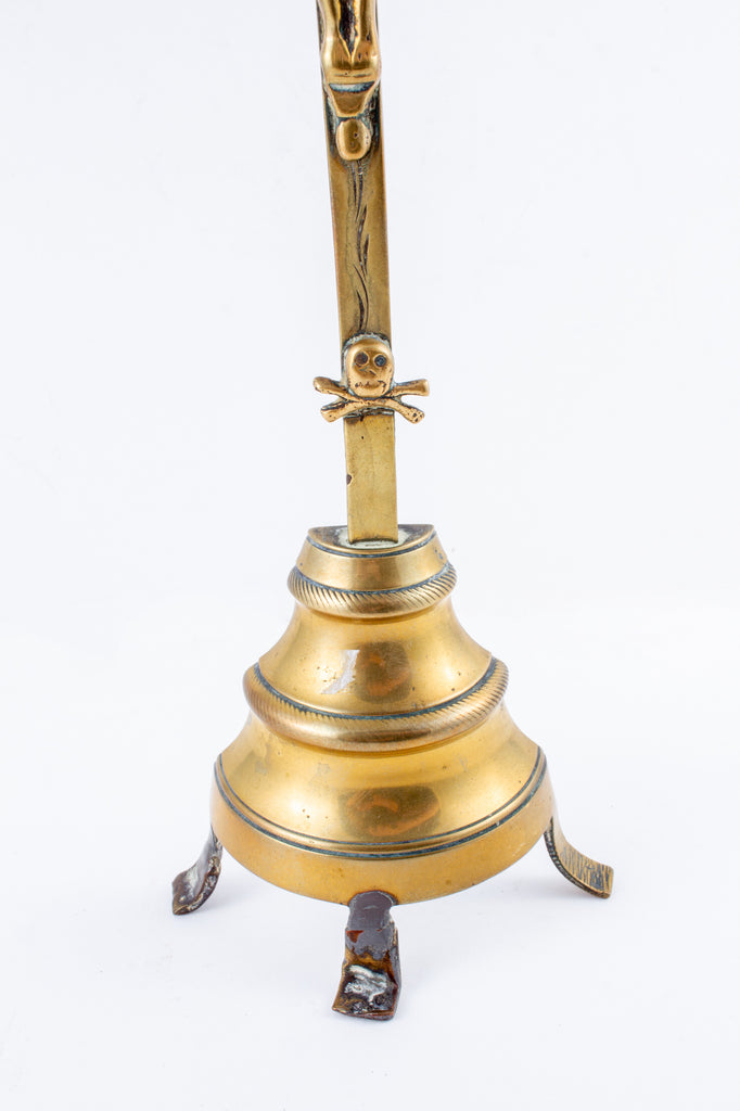 Antique French Brass Standing Crucifix