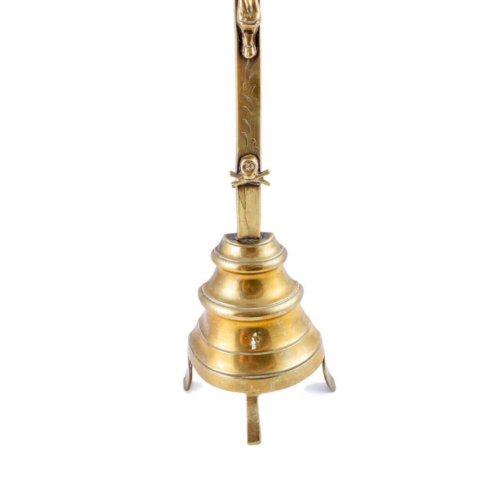 Antique French Brass Standing Crucifix