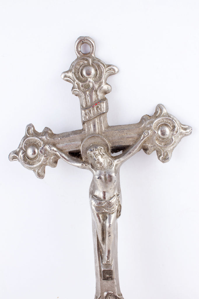Vintage French Pewter Holy Water Font
