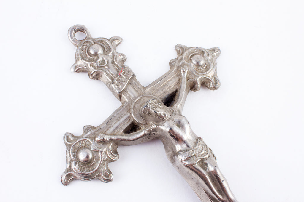 Vintage French Pewter Holy Water Font