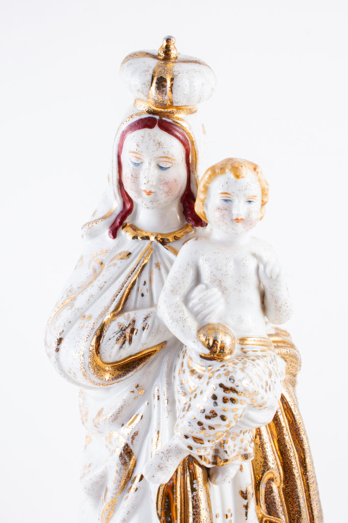 Antique French Porcelain Madonna Statue