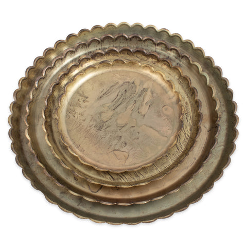 Round Brass Scalloped Trays | Four Sizes Available