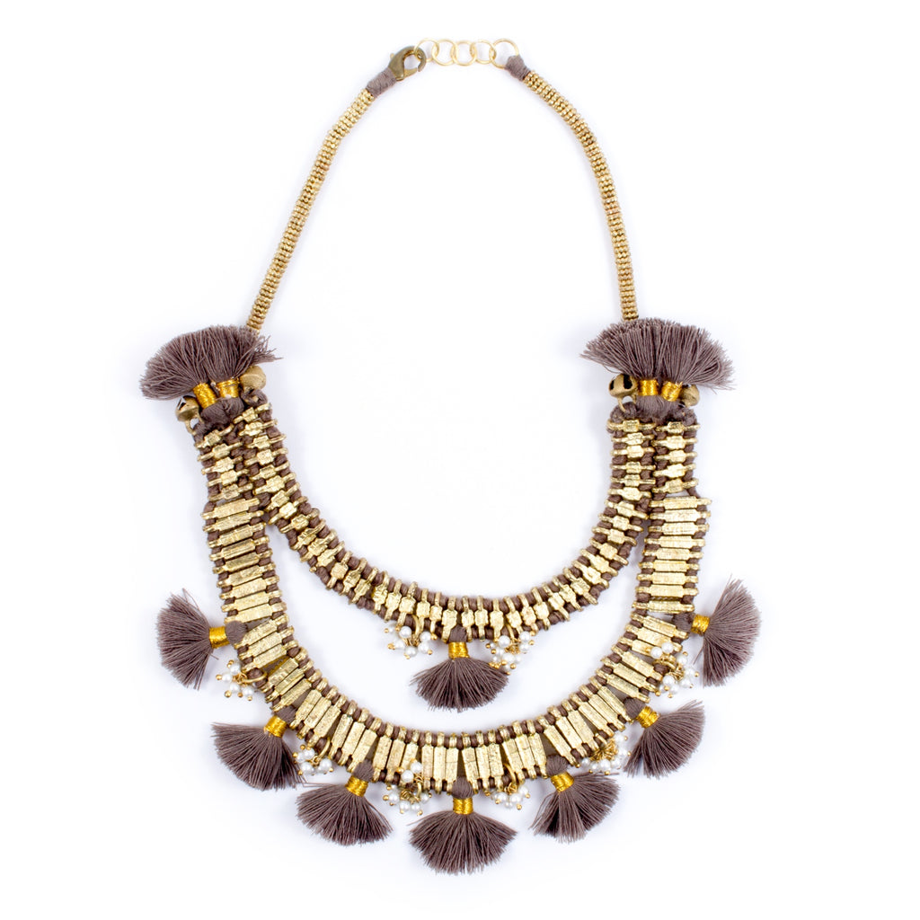 Sunshine Necklace in Taupe - Handmade in Egypt