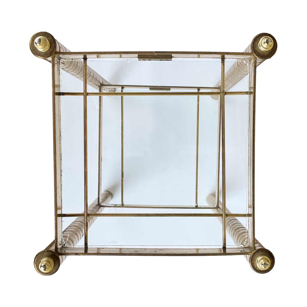 Small Mid-Century Brass Side Table with Glass Shelves