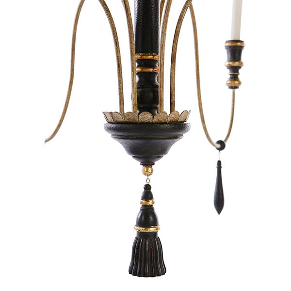 Large Empire Black & Gold Six-Arm Chandelier